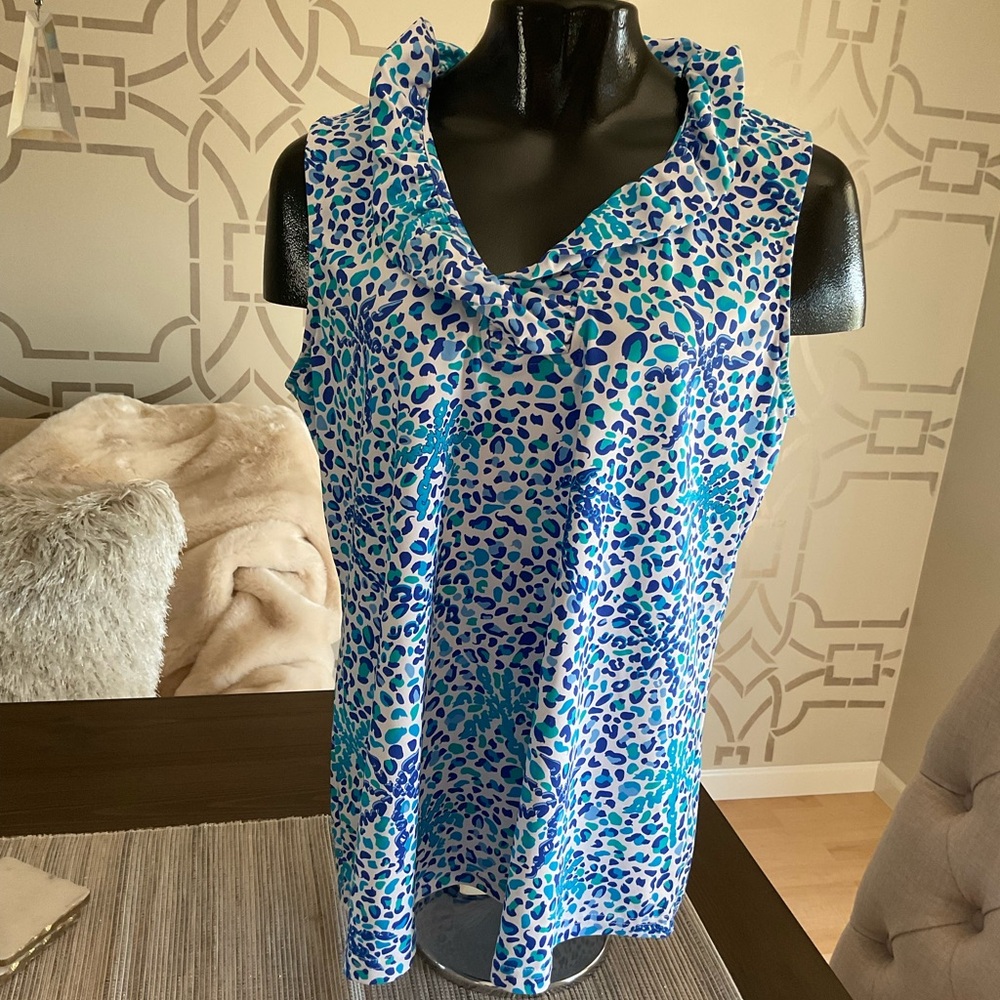 Anthony’s Resort Wear Cheetah Print Ruffle Neckline Top
